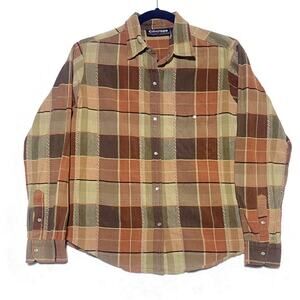 Citicraze Pearl Snap Western Women's Medium Long Sleeve Brown Plaid